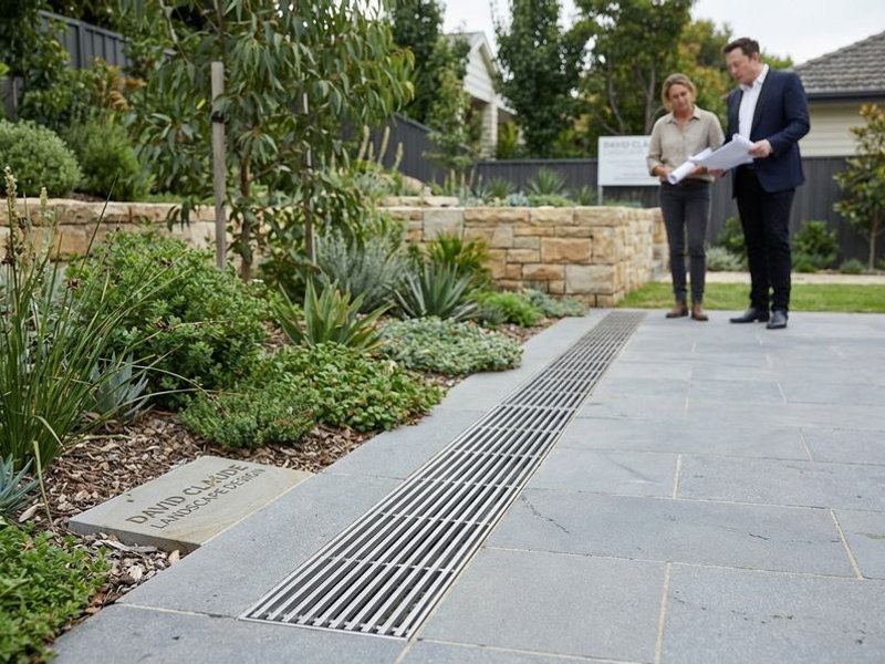 Channel drain at paving edge